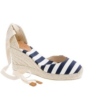 Striped Espadrille Wedge Sandals